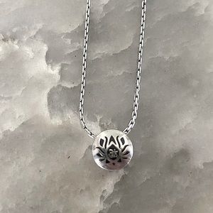 🪷RARE Alex and Ani Sacred Stud Lotus Om Necklace Choker Silver Dainty yoga